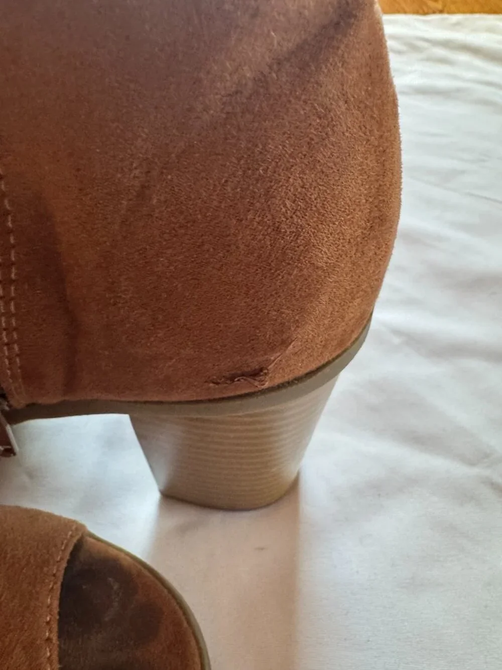 Brown Suede Fringe Peep Toe Ankle Booties Size 8.5